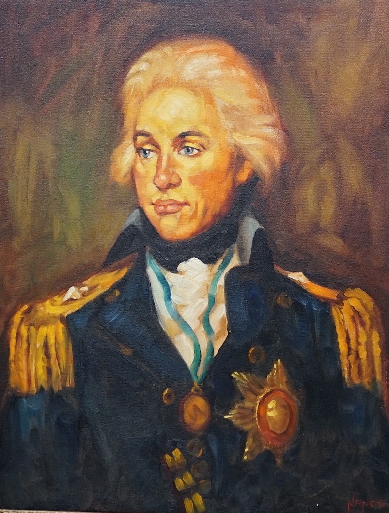 Nance, oil on board, Portrait of Admiral Lord Nelson, signed, 59 x 53cm